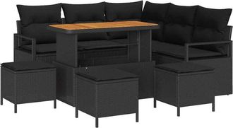 vidaXL Conjunto De Sof&aacute; De Jard&iacute;n Con Coj&iacute;n Con Almohada 9 Pcs Negro Vidaxl