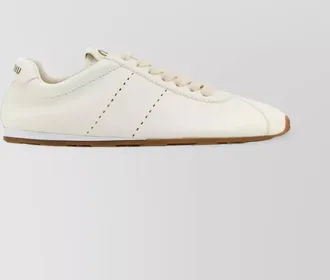Miu Miu leather plume low-top sneakers rubber sole