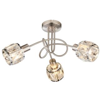 Netlighting Kris Multi Arm Semi Flush Ceiling Lamp Nickel Matt 3x E14 in Grey