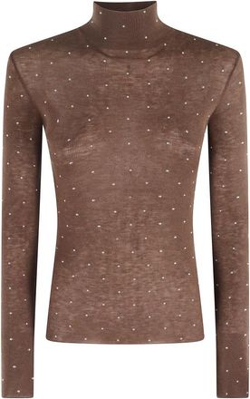 Paco Rabanne Bruine hoge hals lange mouw vest - Dames - Coltruien - Bruin - M - Wol - Truien & Vesten