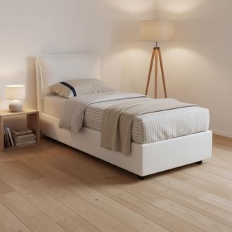 Talamo Italia Talamo Italia - Cama Individual Penelope, Cama Contenedor Con Revestimiento De Tela, 100% Made In Italy, Apertura Frontal, Con Colch&oacute;n Cm 90x190 Inclu