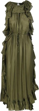 Zimmermann Cascadian Ruffle Midi Jurk - Dames - Maxi kleedjes - Groen - M - Kleedjes