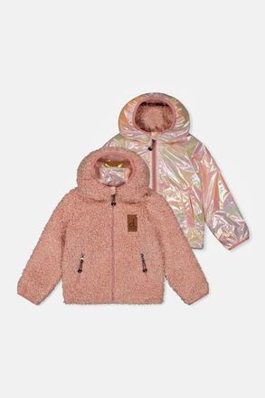 Deux par Deux Fleece Reversible Mid-Season Hooded Jacket in Pink at Nordstrom, Size 24M