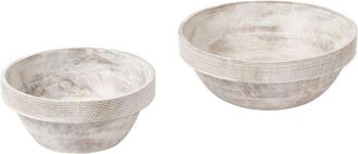 Beliani Set of 2 Bowls MINYA Mango Wood Light Brown