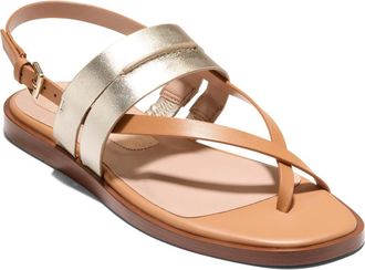Cole Haan Estella Slingback Leather Sandal in Soft Gold Leather /Biscuit at Nordstrom Rack, Size 7.5