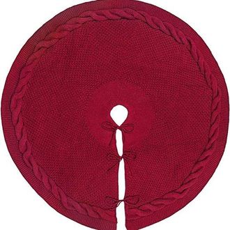 OEM Falda Para &Aacute;rbol De Navidad, 91 Cm, Para &Aacute;rboles Peque&ntilde;os, Alfombra Para &Aacute;rbol De Navidad Gruesa De Punto Trenzado Rojo, Rojo