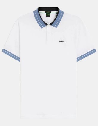 HUGO BOSS Mens BOSS Green PL_Member Mens Short Sleeve Polo Shirt - White 100 - Size: 38
