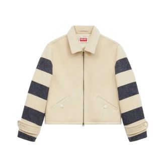 Kenzo Stripes Blouson - Heren - Jassen - Beige - Maat: M Wol