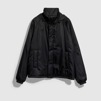 Gucci Nylon Gabardine Zip Jacket With Embroidery, Size 44, Black, Ready-to-wear