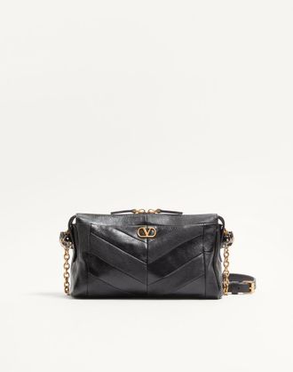 Valentino Garavani Valentino Garavani Panthea Small Shoulder Bag In Nappa Leather With A Chevron Pattern Wo