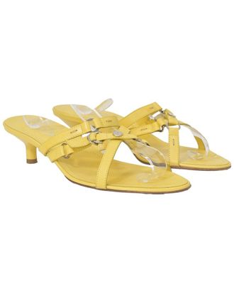 Tod's TodS Womens Leather Kitten Heel Slide Sandal (Authentic Pre-Loved)