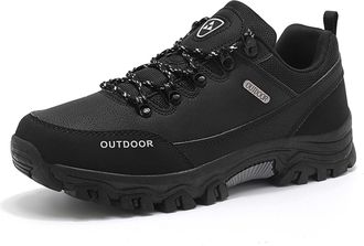 Generic Mens Outdoor Oversized Low Top Hiking Sneakers for Rugged Terrain and Daily Exploration (Black, 8.5)