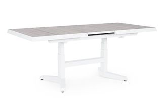 BIZZOTTO Mesa extensible 143/183X88 blanca, en aluminio para exterior