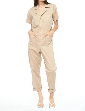 Pistola Denim Grover Short Sleeve Field Worker Jumpsuit In Sesame