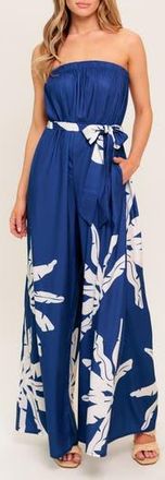 Flying Tomato Strapless Jumpsuit in Navy/White at Nordstrom Rack, Size Large