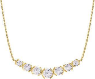Diamond2Deal 18k Vermeil Plated Silver 2.8 Ct Round Lab Grown Diamond Pendant Necklace 18 VVS-VS, E-F