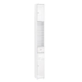SoBuy Mueble Columna De Ba&ntilde;o Armario Para Ba&ntilde;o Alto Estanter&iacute;as De Ba&ntilde;o Con 5 Estantes Abiertos 2 Puertas Y 1 Caj&oacute;n Blanco 20 X 20 X 180 Cm Bzr167-gw Sobuy 