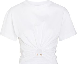 Paco Rabanne Gathered Cotton T-shirt - Off White - S (UK8-10 / S)