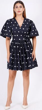 Leota Alena Mini Wrap Dress Small Polka Black White