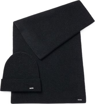 BOSS Glittery-effect beanie hat and scarf gift set