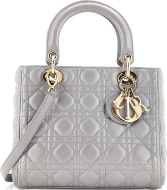 Dior Lady Dior Bag Cannage Quilt Lambskin Medium satchel - Zilver