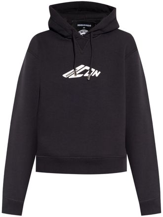 Dsquared2 Iconic Black Hooded Logo Cotton Sweatshirt