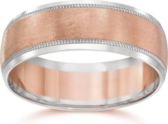 Pompeii3 8MM Mens Two Tone 14K Rose Gold Wedding Band