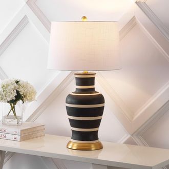 Jonathan Y Designs Julian 29 Traditional Classic Ceramic Urn LED Table Lamp in Black/beige at Nordstrom
