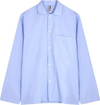 Tekla Unisex Striped Poplin Pyjama top - Light Blue - Xxs