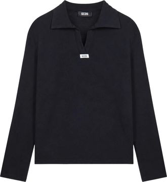 GCDS Gcds - Long Sleeve Polo - Dames - Tops - Zwart - Maat: 2XS Jersey