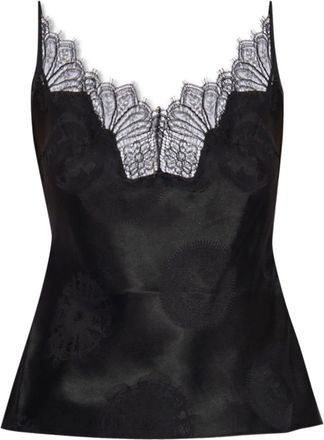 Coperni lace-trim silk tank top - women - Silk - 38 - Black