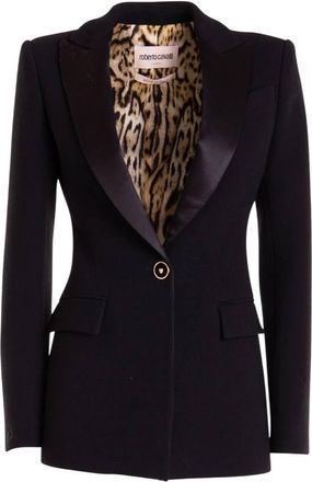 Roberto Cavalli Single-Breasted Wool Blazer, Brand Size 44 ( US Size 10 )