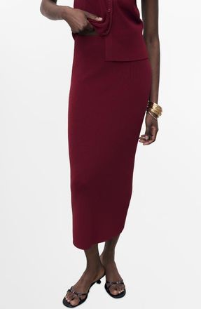 Mango Knit Midi Skirt in Wine at Nordstrom, Size X-Small