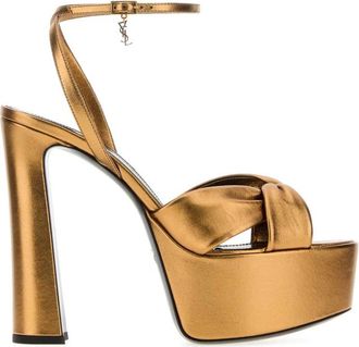 Saint Laurent Golden Ankle-strap Heels