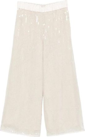PESERICO Peserico, Wide Trousers, female, Beige, Size: S Wide Trousers