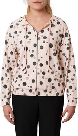 Cyrus Dots Terry Zip Hoodie in Pastel Pink/Black at Nordstrom Rack, Size X-Large