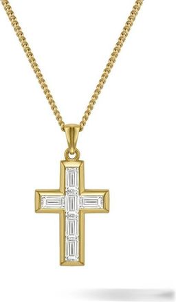 Vincero Cubic Zirconia Cross Pendant Necklace in Gold at Nordstrom, Size 22