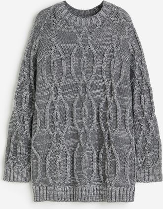 H&M Metallisch schimmernder Oversize-Pullover - Graumeliert