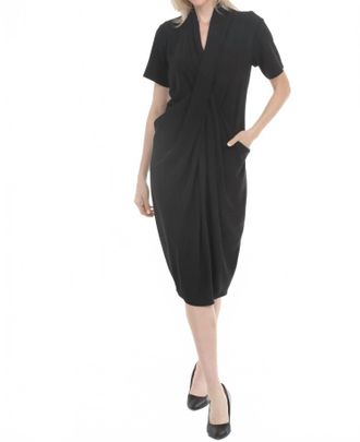 Joseph Ribkoff Woven Twill Draped Cocoon Dress In Black
