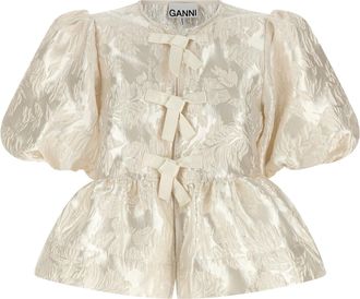 Ganni Satin Peplum Camicie Bianco-Donna