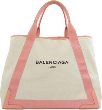 Balenciaga Pink White Canvas Tote Bag (Pre-Owned)
