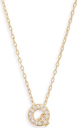 Nordstrom Pav&eacute; Cubic Zirconia Initial Necklace in Q- Clear- Gold at Nordstrom