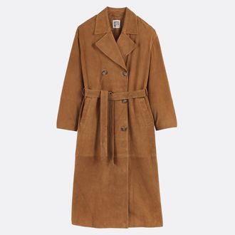 La Redoute Collections Lange trenchcoat van geitenleer, knoopsluiting, tussenseizoen