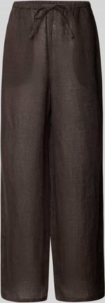 Christian Berg Wide Leg Leinenhose mit Eingrifftaschen in Schoko, Gr&ouml;&szlig;e 36