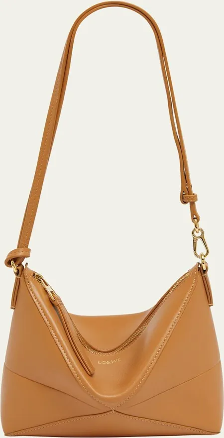 Puzzle Fold Leather Pouch Shoulder Bag