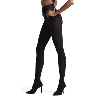Commando Fleece Lined Opaque Tights in Black at Nordstrom, Size Large