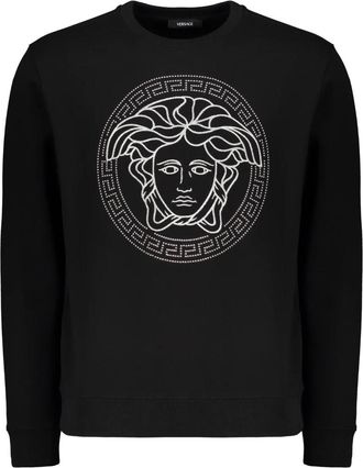 Versace Katoenen sweatshirt met logo detail - Heren - Sweatshirts - Zwart - 3XL - Katoen - Hoodies & sweatvesten