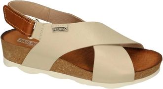 Pikolinos Schoenen, Dames, Beige, 36 EU, Leer, Mahon Wedge Sandal