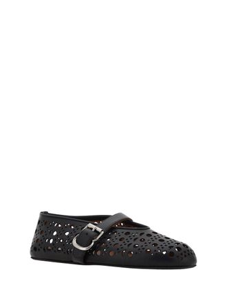 Alaia Womens Leather Ballerinas Black Ballerina Shoes