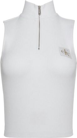 Calvin Klein Dames Geribbelde Slim Fit Mouwloze Tanktop (Briljant Wit)